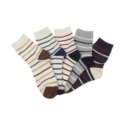 FloraKoh Women's Cotton Crew Socks 5-Pack Multi Striped (2)