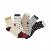 FloraKoh Women's Cotton Crew Socks 5-Pack Striped (2)